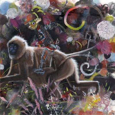 Äffchen von Zorndorf (2015), oil and graphite on board, approximately 12" square