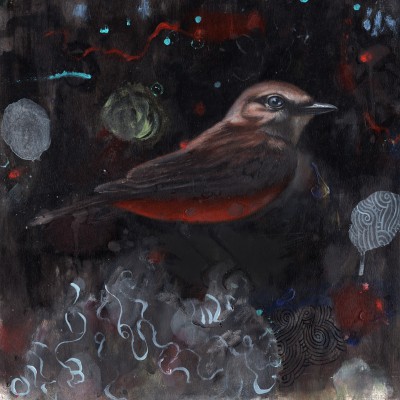 Flycatcher (2015), oil on paper, approximately 12" square