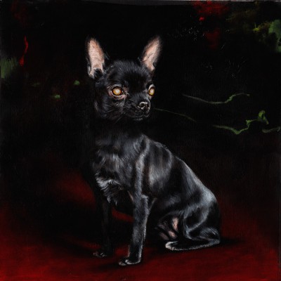 Rocky (2014), oil on paper, approximately 12" square