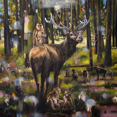 Monkey Forest (2014), oil on canvas, approximately 32" square