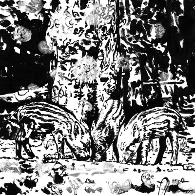 Untitled (b/w-study 29, 2012), acrylic on paper, approximately 12” square