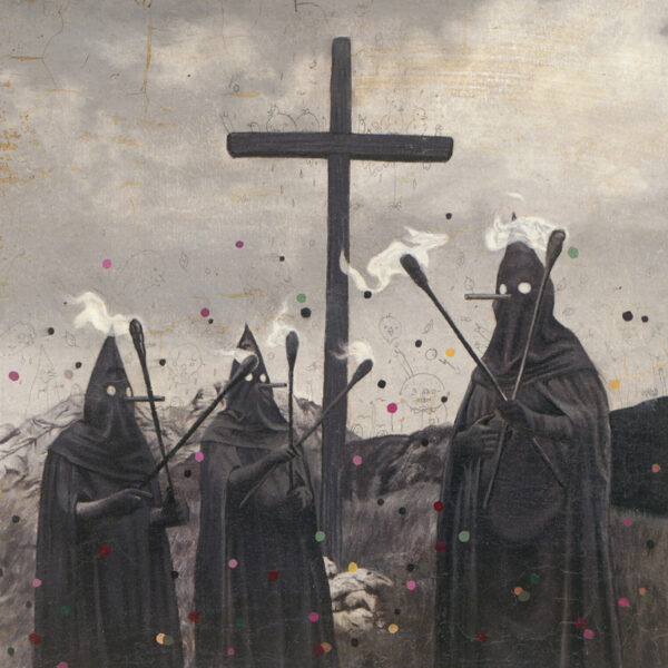 Gugl Men with Torches, 2008, colored pencil and oil on paper, 20 x 20 cm