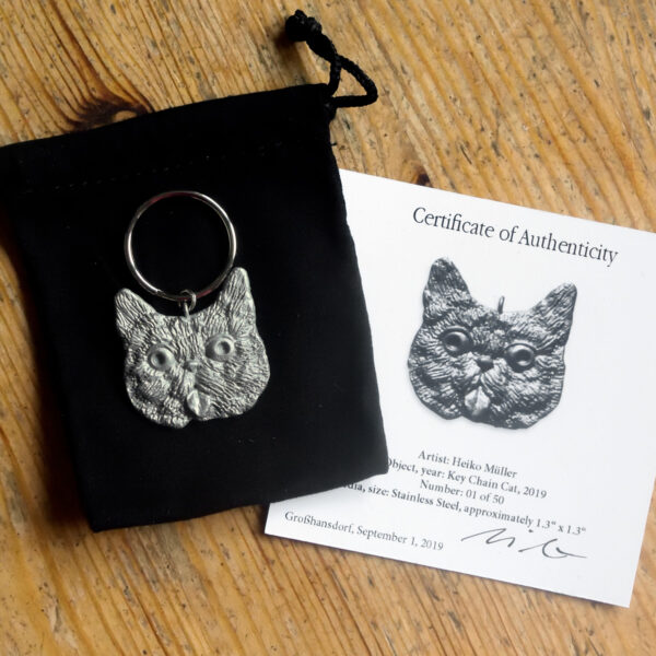 Heiko Müller, Cat Key Chain, Stainless Steel 3D Print