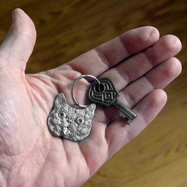 Heiko Müller, Cat Key Chain, Stainless Steel 3D Print